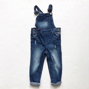 Old Navy distressed denim overalls EUC 2T